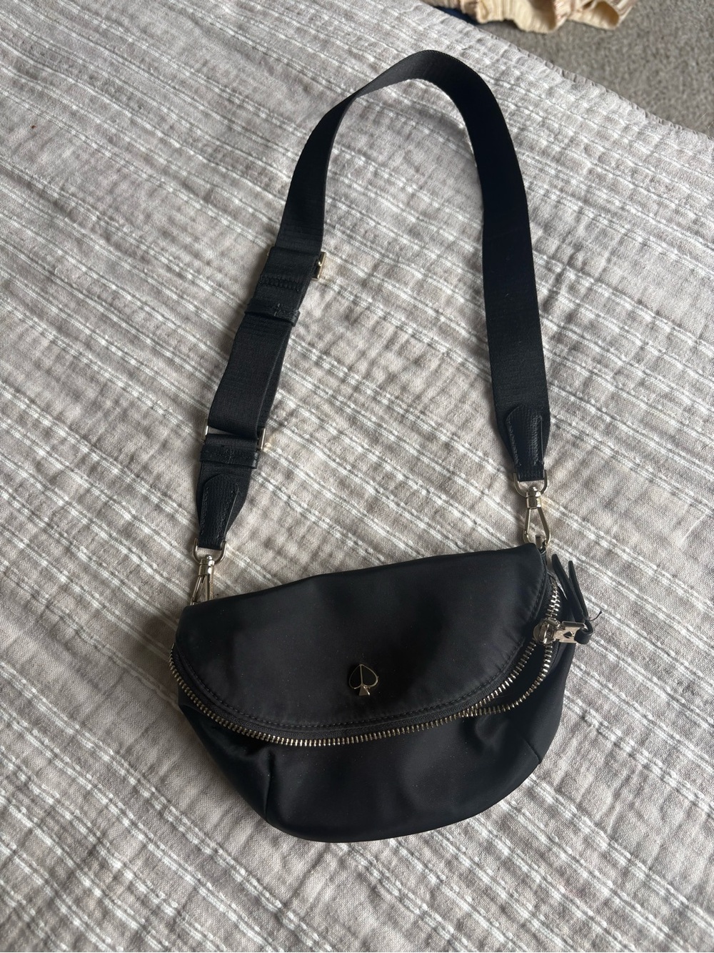 kate spade Black Nylon Crossbody Belt Bag with Gold Hardware